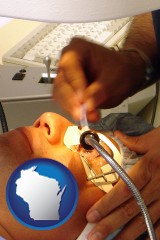 wisconsin map icon and lasik laser eye surgery for vision correction
